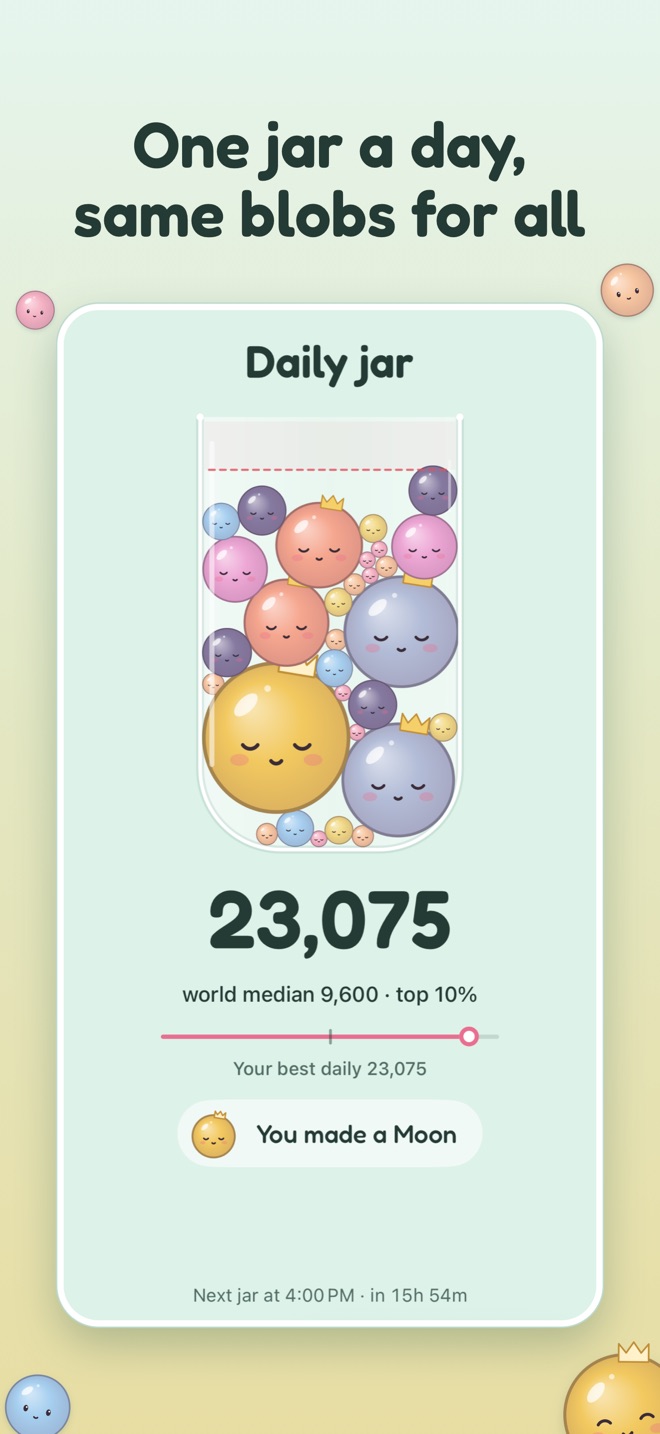 Screenshot: One jar a day, same blobs for all