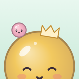 Blobjar app icon: a crowned golden Moon blob with a tiny pink Pip on its shoulder
